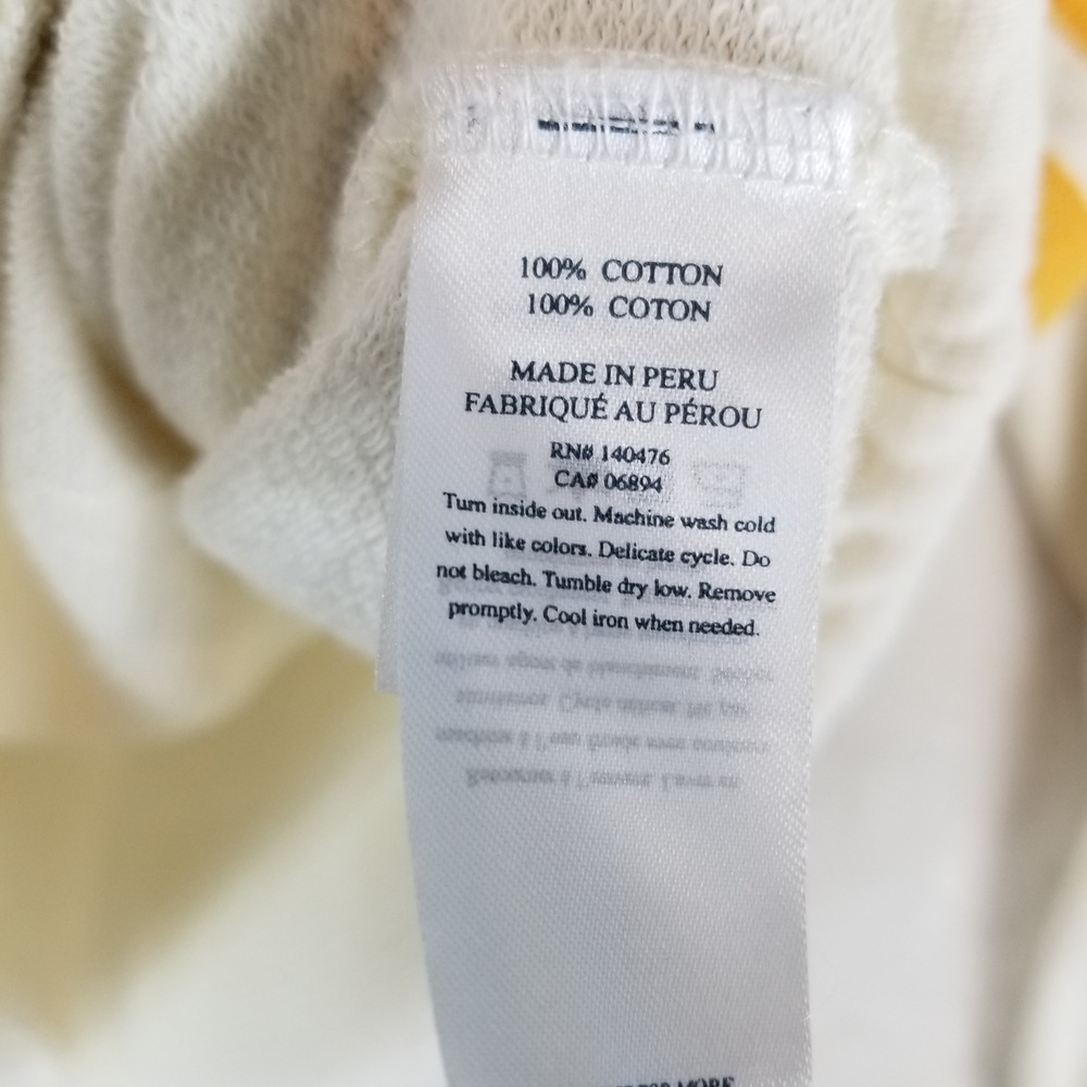 Faherty Suncrest Hoodie Women Medium White Yellow Striped Sunburst Graphic Snap - Picture 5 of 8